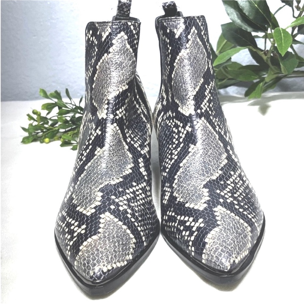 Snakeskin Ankle Boots - Black and White - Picture 3 of 11